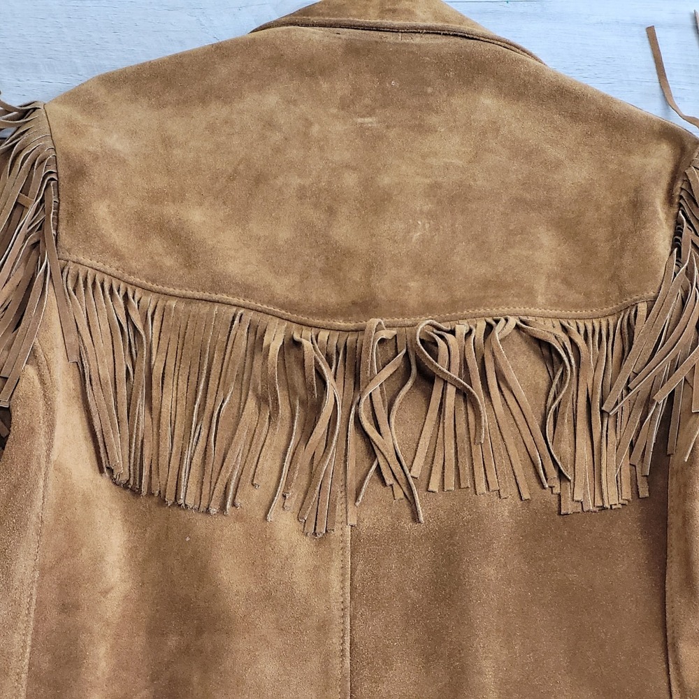 🤠Vintage 70's Schott NYC Rancher Suede Fringe Western Jacket Mens 42 Made USA - Picture 9 of 15